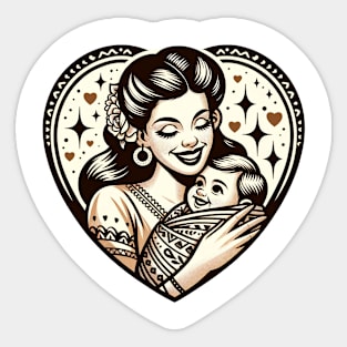 Vintage Motherhood Love Heart Symbol of Maternal Affection Sticker